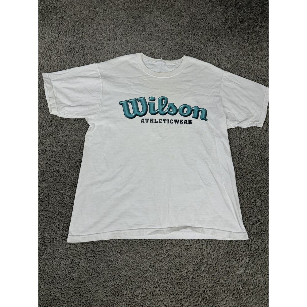 Vtg Wilson Shirt Mens M White Athleticwear Logo Graphic Tee Top Sportswear